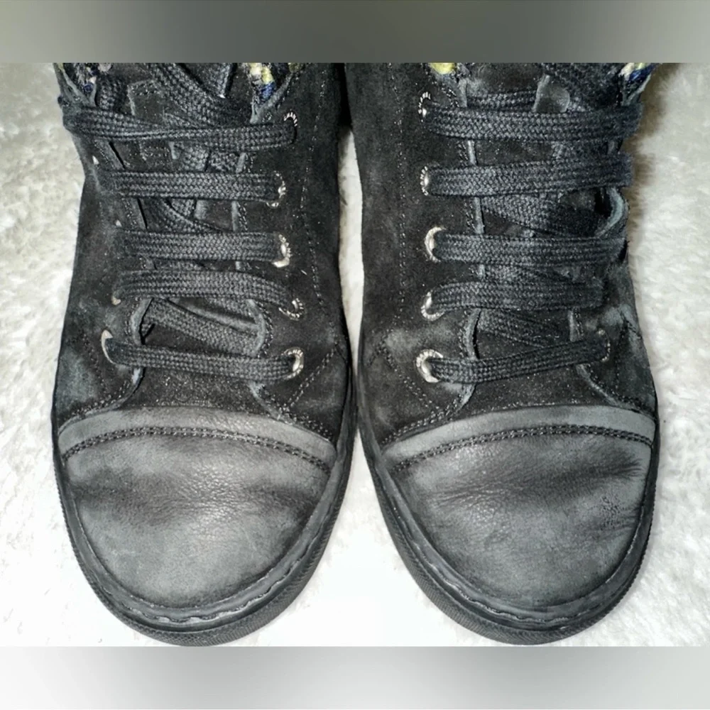 Chanel 15A Suede Leather Tweed High Top Black Sneakers Size 37